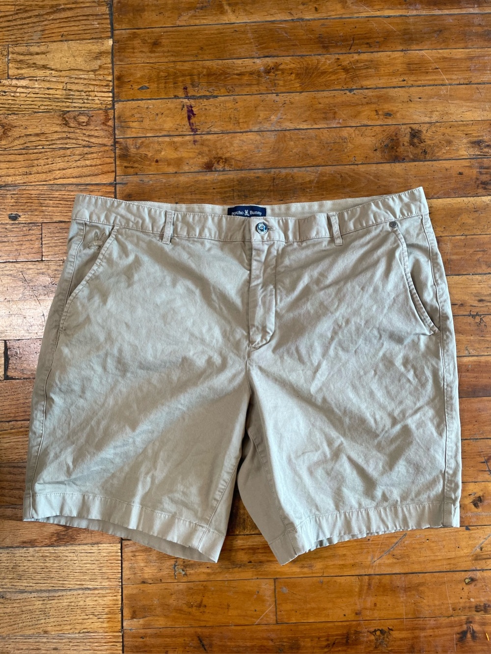 Psycho Bunny Chino Shorts Men’s 40 Khaki Tan Embroidered Logo Cotton Casual Prep